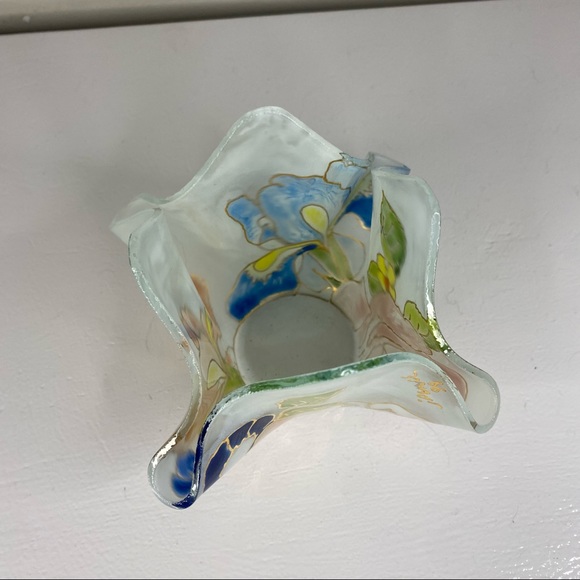 Vintage Floral Glass Candle Holders Bowl Draped Votive - Picture 6 of 9